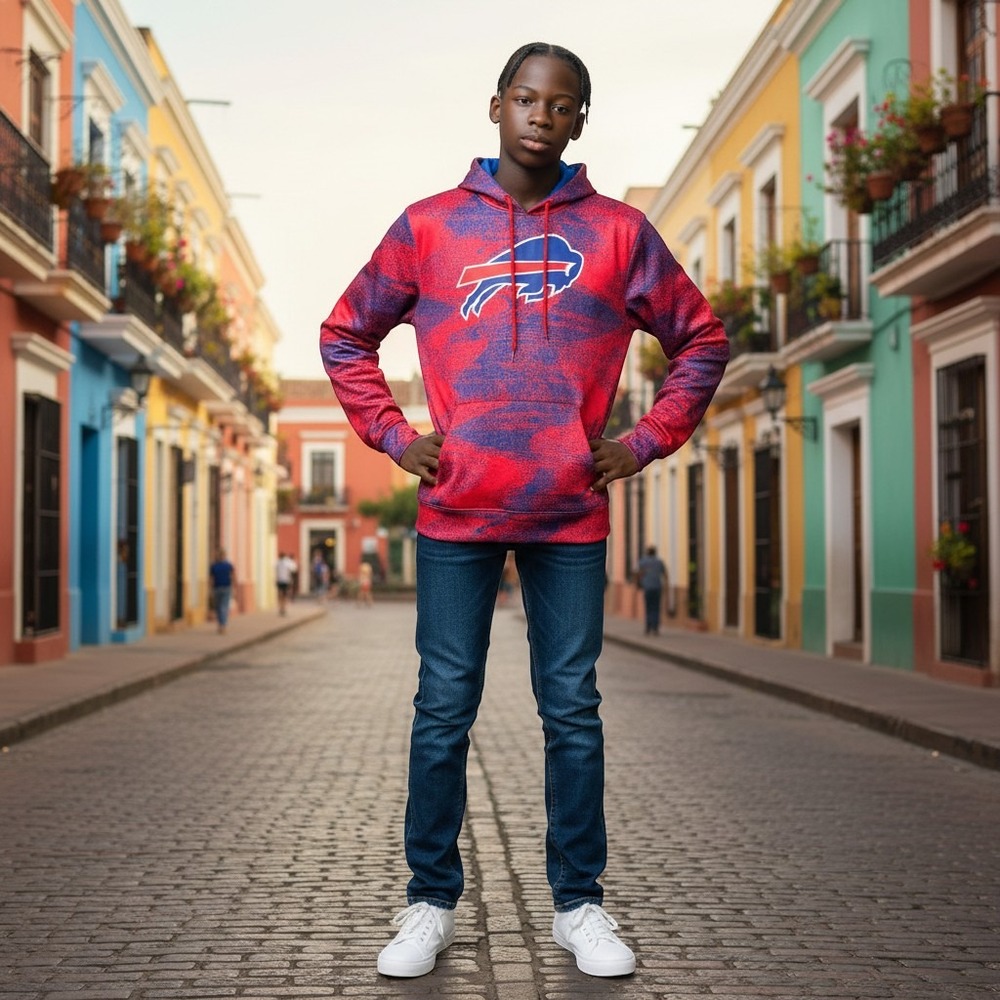 Buffalo Bills Zubaz Hoodie Men's M – NFL Team Apparel Red Blue Graphic NFL Team